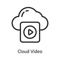 ilustración de diseño de icono de contorno de vector de vídeo en la nube. símbolo de computación en la nube en el archivo eps 10 de fondo blanco