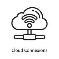 ilustración de diseño de icono de contorno de vector de conexiones de nube. símbolo de computación en la nube en el archivo eps 10 de fondo blanco