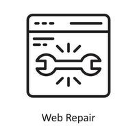 ilustración de diseño de icono de contorno de vector de reparación web. símbolo de computación en la nube en el archivo eps 10 de fondo blanco