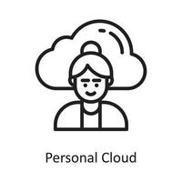 Cloud user Vector Outline Icon Design illustration. Cloud Computing Symbol on White background EPS 10 File