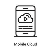 Mobile Cloud Vector Outline Icon Design illustration. Cloud Computing Symbol on White background EPS 10 File