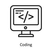 ilustración de diseño de icono de contorno de vector de codificación. símbolo de computación en la nube en el archivo eps 10 de fondo blanco