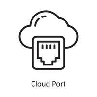 Cloud Port Vector Outline Icon Design illustration. Cloud Computing Symbol on White background EPS 10 File