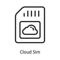 Cloud Sim Vector Outline Icon Design illustration. Cloud Computing Symbol on White background EPS 10 File