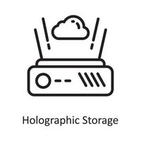 Holographic Storage Vector Outline Icon Design illustration. Cloud Computing Symbol on White background EPS 10 File