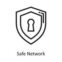 Safe Network Vector Outline Icon Design illustration. Cloud Computing Symbol on White background EPS 10 File