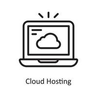 Cloud Hosting Vector Outline Icon Design illustration. Cloud Computing Symbol on White background EPS 10 File