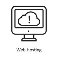 Web Hosting Vector Outline Icon Design illustration. Cloud Computing Symbol on White background EPS 10 File