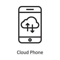 Cloud Phone Vector Outline Icon Design illustration. Cloud Computing Symbol on White background EPS 10 File