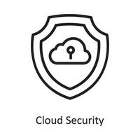 Cloud Security Vector Outline Icon Design illustration. Cloud Computing Symbol on White background EPS 10 File