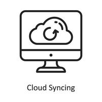 Cloud Syncing Vector Outline Icon Design illustration. Cloud Computing Symbol on White background EPS 10 File