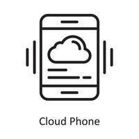 Cloud Phone Vector Outline Icon Design illustration. Cloud Computing Symbol on White background EPS 10 File