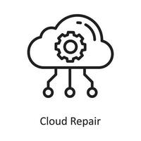 Cloud Repair Vector Outline Icon Design illustration. Cloud Computing Symbol on White background EPS 10 File