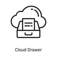 ilustración de diseño de icono de contorno de vector de cajón de nube. símbolo de computación en la nube en el archivo eps 10 de fondo blanco