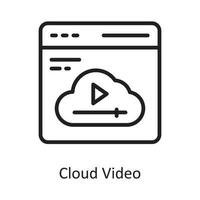 ilustración de diseño de icono de contorno de vector de vídeo en la nube. símbolo de computación en la nube en el archivo eps 10 de fondo blanco