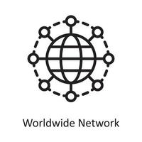 ilustración de diseño de icono de contorno de vector de red mundial. símbolo de computación en la nube en el archivo eps 10 de fondo blanco