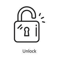 Unlock Vector Outline Icon Design illustration. Cloud Computing Symbol on White background EPS 10 File