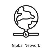 Global Network Vector Outline Icon Design illustration. Cloud Computing Symbol on White background EPS 10 File