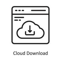 ilustración de diseño de icono de contorno de vector de descarga de nube. símbolo de computación en la nube en el archivo eps 10 de fondo blanco