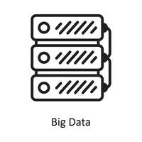 ilustración de diseño de icono de contorno de vector de datos grandes. símbolo de computación en la nube en el archivo eps 10 de fondo blanco