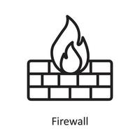 Firewall  Vector Outline Icon Design illustration. Cloud Computing Symbol on White background EPS 10 File