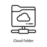 Cloud Folder Vector Outline Icon Design illustration. Cloud Computing Symbol on White background EPS 10 File