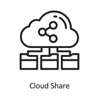 ilustración de diseño de icono de contorno de vector compartido en la nube. símbolo de computación en la nube en el archivo eps 10 de fondo blanco