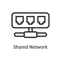 Shared Network Vector Outline Icon Design illustration. Cloud Computing Symbol on White background EPS 10 File