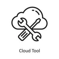 Cloud Tool Vector Outline Icon Design illustration. Cloud Computing Symbol on White background EPS 10 File