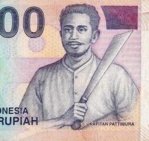 Kapitan Pattimura portrait on Indonesia 1000 rupiah bank note, former currency of Indonesia photo