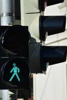 Road light is green and shows the ability of pedestrians to cross the road photo