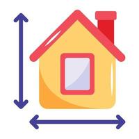 A flat icon of house measurement vector