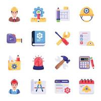 Collection of Engineering Flat Icons vector
