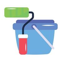 A modern flat icon of paint bucket vector