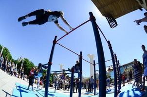 KHARKIV, UKRAINE - 27 MAY, 2018 Street workout show during the annual festival of street cultures photo