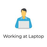 Working on Laptop vector