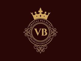 letra vb logotipo victoriano de lujo real antiguo con marco ornamental. vector