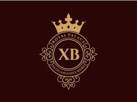 Letter XB Antique royal luxury victorian logo with ornamental frame. vector