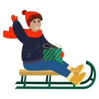 A boy on a sled vector