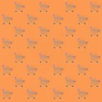 Shopping addiction, shopping lover or shopaholic concept. Many small empty shopping carts perform a pattern on a pastel colored paper background. Flat lay composition, top view photo