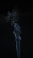 Slow motion vertical video of white smoke, fog, mist, vapor on a black background.