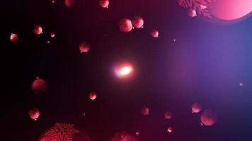 Abstract loop red christmas balls ornaments background video