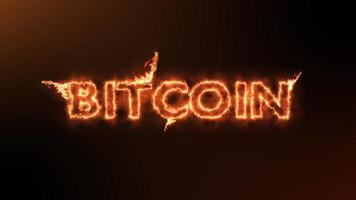 Burning Bitcoin Fire Text Background video