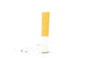 cigarette butt on white background photo