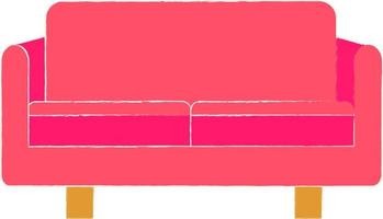 Pink couch, illustration, vector on white background.