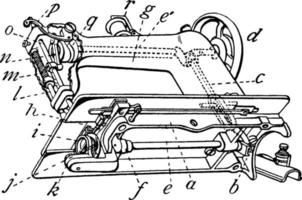 máquina de coser de ruedas y wilson, ilustración antigua vector