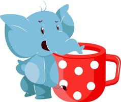 Elephant with milk, illustration, vector on white background.