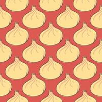 Georgian khinkali, seamless pattern on red background. vector