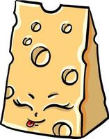 Cheese with eyes, illustration, vector on white background