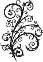 Black floral element silhouette vector